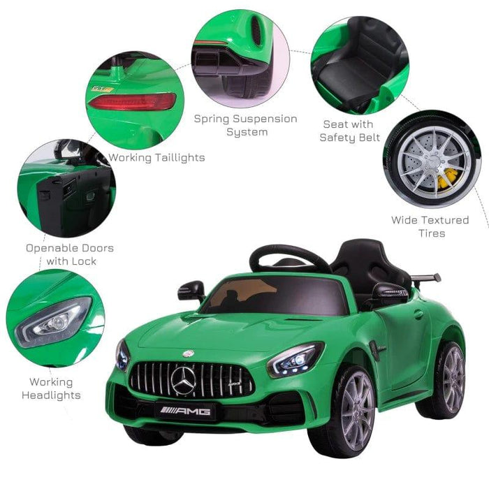 Licensed Mercedes Benz AMG GTR 12V in Green - Little and Giant Explorers HOMCOM