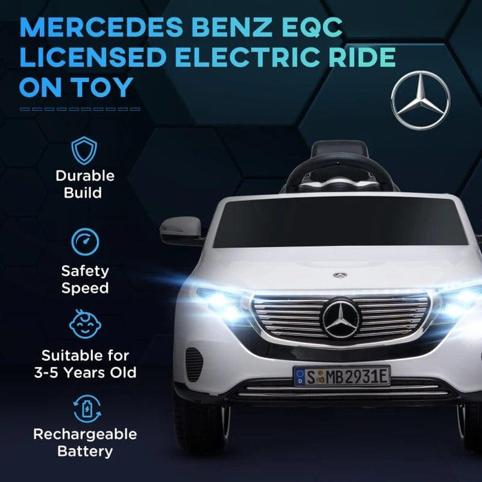 Licensed Mercedes Benz EQC with Remote, Music, Lights and Bluetooth 12V in White - Little and Giant Explorers HOMCOM