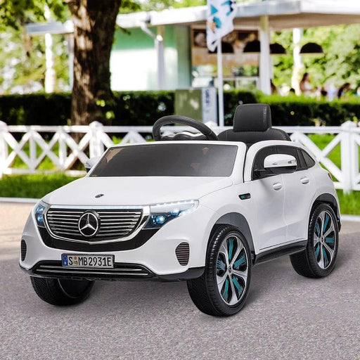 Licensed Mercedes Benz EQC with Remote, Music, Lights and Bluetooth 12V in White - Little and Giant Explorers HOMCOM