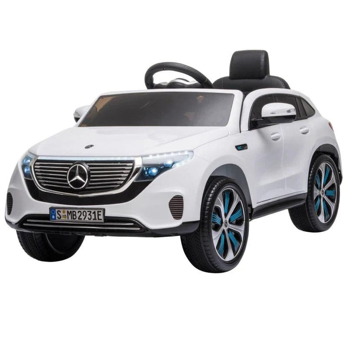 Licensed Mercedes Benz EQC with Remote, Music, Lights and Bluetooth 12V in White - Little and Giant Explorers HOMCOM