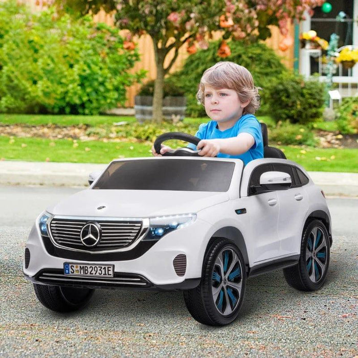 Licensed Mercedes Benz EQC with Remote, Music, Lights and Bluetooth 12V in White - Little and Giant Explorers HOMCOM