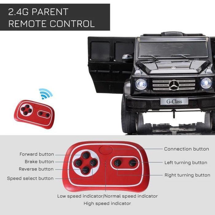 Licensed Mercedes Benz G500 12V in Black - Little and Giant Explorers HOMCOM