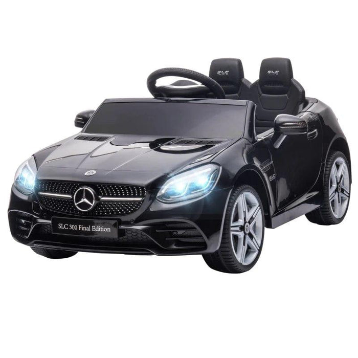 Licensed Mercedes Benz SLC 300 with Remote, Music, Lights and Suspension Wheels 12V in Black - Little and Giant Explorers AIYAPLAY