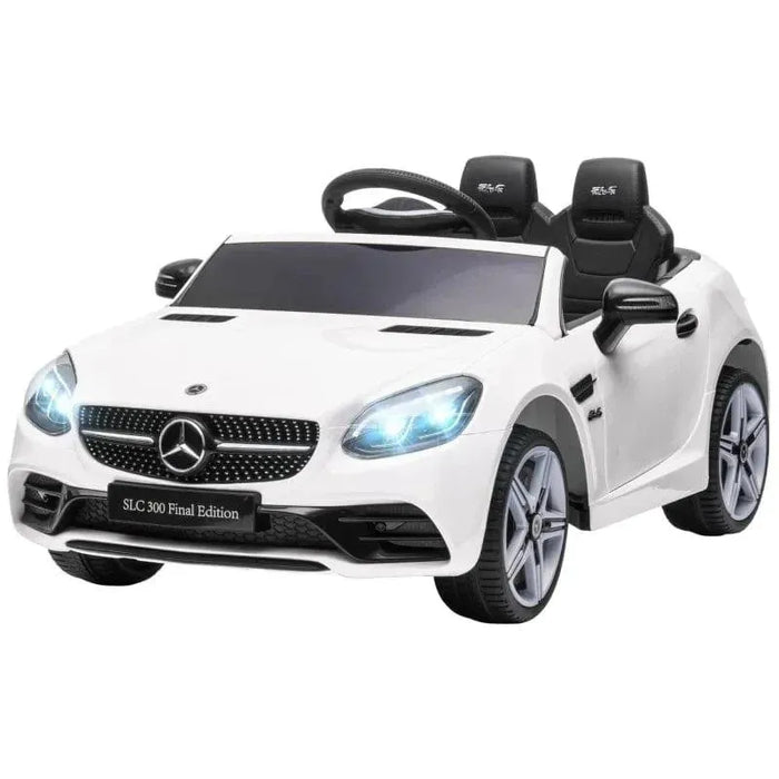 Kids Licensed Mercedes Benz SLC 300 with Remote, Music, Lights and Suspension Wheels 12V in White - Little and Giant Explorers AIYAPLAY