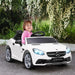 Licensed Mercedes Benz SLC 300 with Remote, Music, Lights and Suspension Wheels 12V in White - Little and Giant Explorers AIYAPLAY