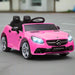 Licensed Mercedes Benz SLC 300 with Remote, Music, Lights and Suspension Wheels 12V in Pink - Little and Giant Explorers AIYAPLAY