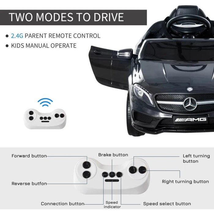 Licensed Mercedes GLA AMG with MP3, 2 Speeds, Lights and Horn 6V in Black - Little and Giant Explorers HOMCOM