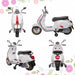 Kids Licensed Vespa Motorbike with Music, Headlights and FM Radio 12V in White - Little and Giant Explorers AIYAPLAY