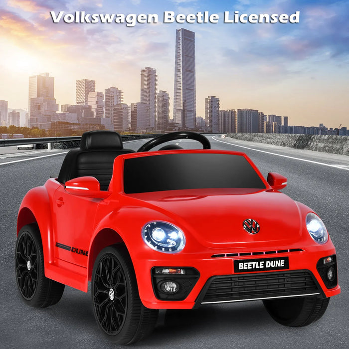 Kids Licensed Volkswagen Beetle Electric Kids Car with Remote Control in Red - Little and Giant Explorers Costway