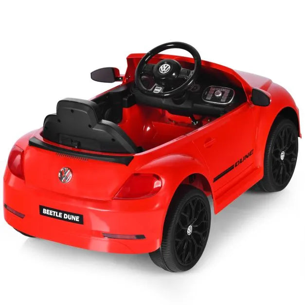 Kids Licensed Volkswagen Beetle Electric Kids Car with Remote Control in Red - Little and Giant Explorers Costway