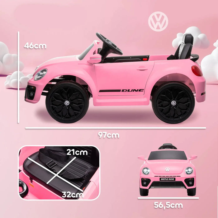 Kids Licensed Volkswagen Beetle with Soft Start in Pink 12V - Little and Giant Explorers AIYAPLAY