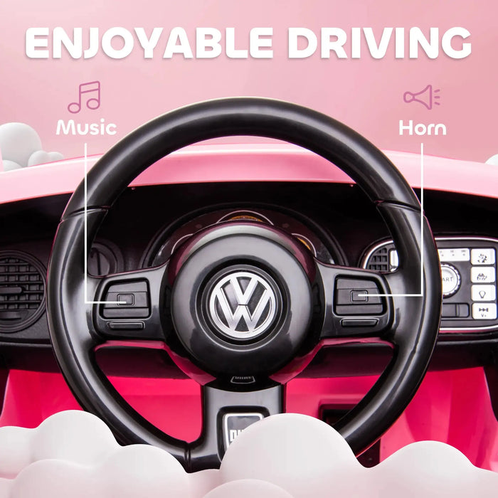 Kids Licensed Volkswagen Beetle with Soft Start in Pink 12V - Little and Giant Explorers AIYAPLAY