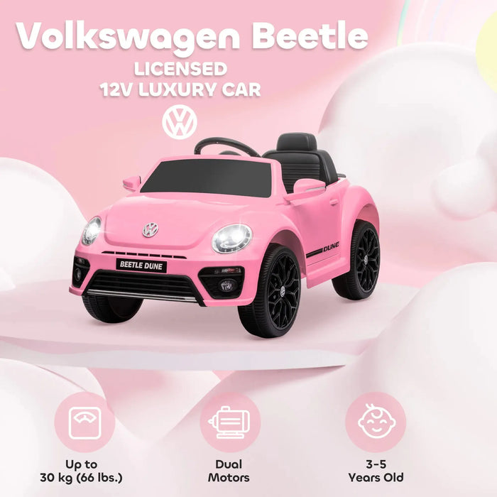 Kids Licensed Volkswagen Beetle with Soft Start in Pink 12V - Little and Giant Explorers AIYAPLAY