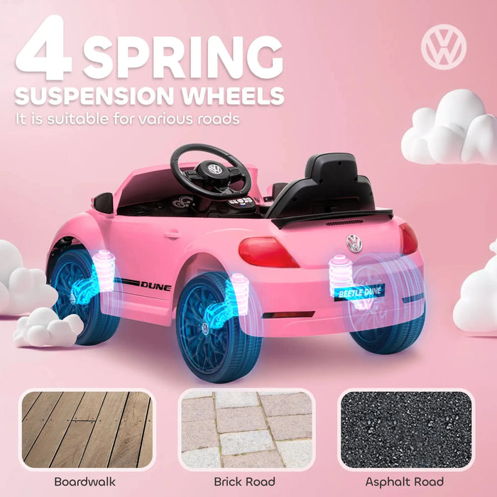 Kids Licensed Volkswagen Beetle with Soft Start in Pink 12V - Little and Giant Explorers AIYAPLAY