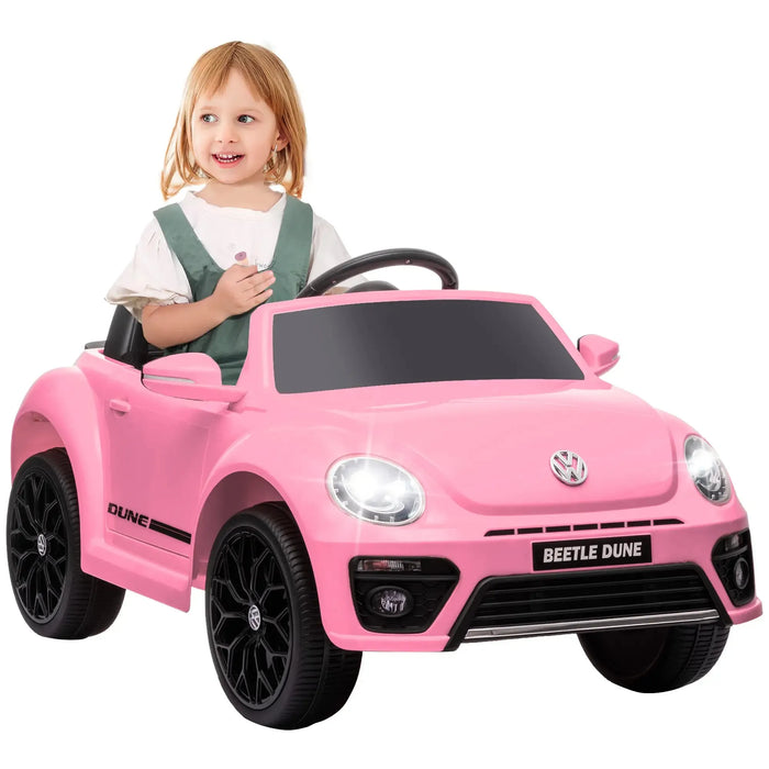 Kids Licensed Volkswagen Beetle with Soft Start in Pink 12V - Little and Giant Explorers AIYAPLAY