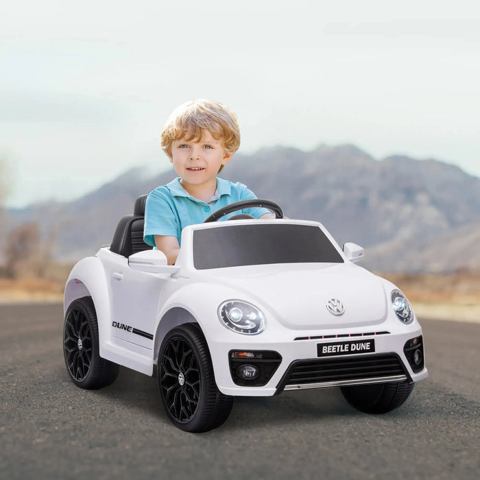 Kids Licensed Volkswagen Beetle with Soft Start in White 12V - Little and Giant Explorers AIYAPLAY