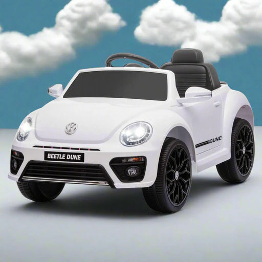 Kids Licensed Volkswagen Beetle with Soft Start in White 12V - Little and Giant Explorers AIYAPLAY