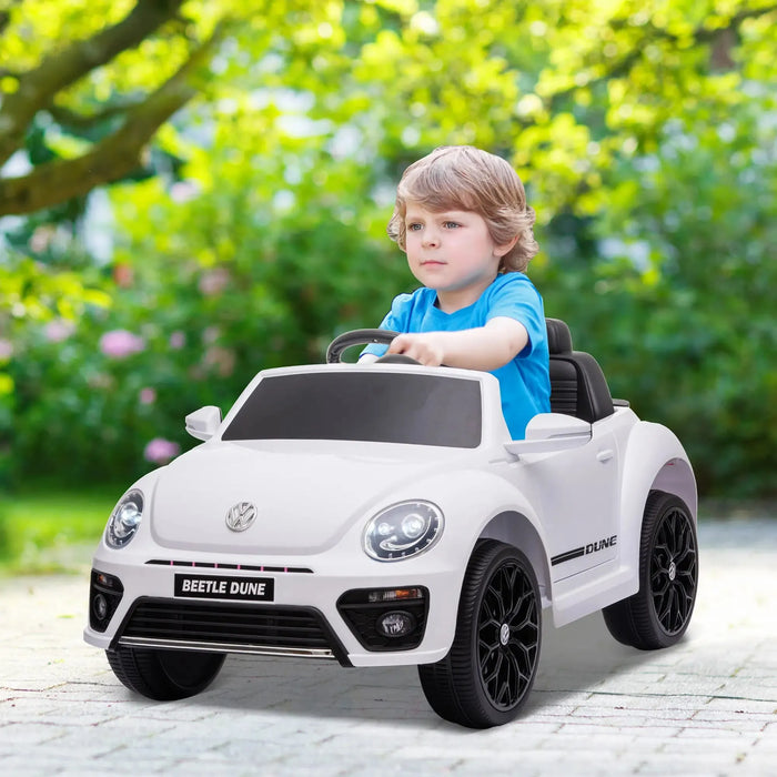 Kids Licensed Volkswagen Beetle with Soft Start in White 12V - Little and Giant Explorers AIYAPLAY