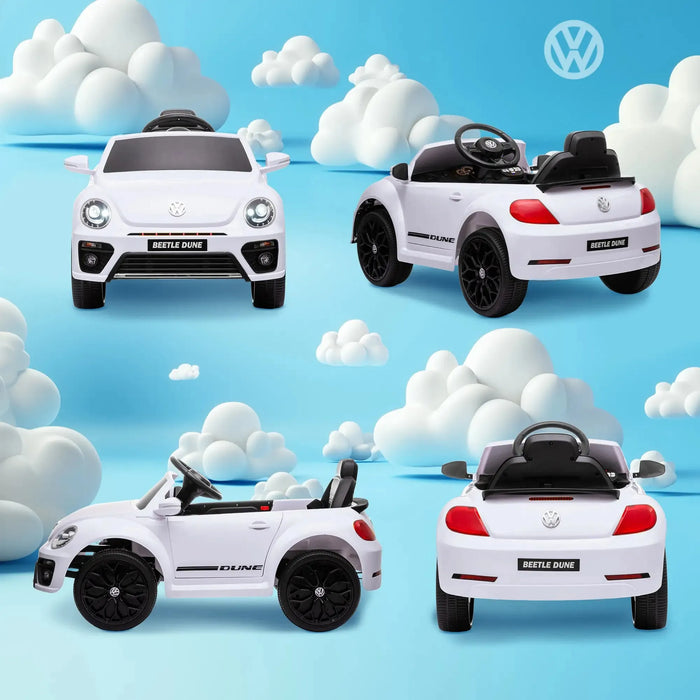 Kids Licensed Volkswagen Beetle with Soft Start in White 12V - Little and Giant Explorers AIYAPLAY