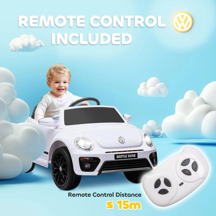 Kids Licensed Volkswagen Beetle with Soft Start in White 12V - Little and Giant Explorers AIYAPLAY