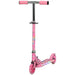Pink kids scooter with adjustable height, LED lights, and music feature