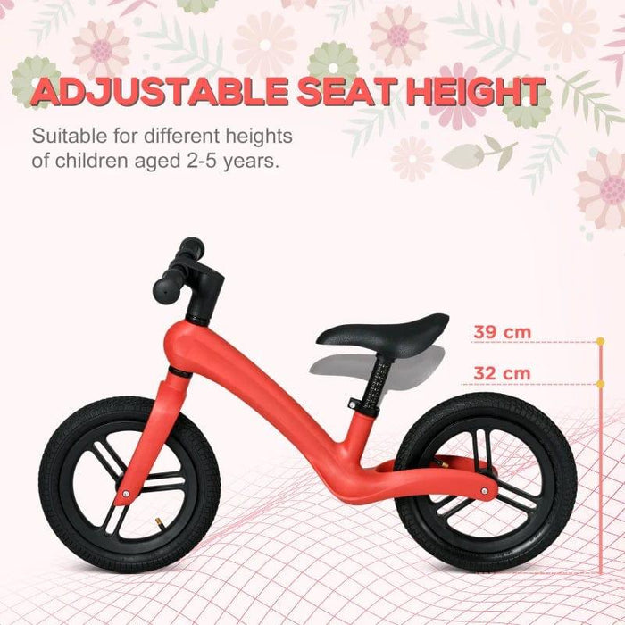 Lightweight Balance Bike with Adjustable Seat and Rubber Wheels in Red - Little and Giant Explorers AIYAPLAY