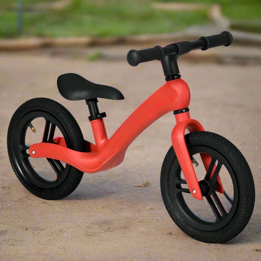 Lightweight Balance Bike with Adjustable Seat and Rubber Wheels in Red - Little and Giant Explorers AIYAPLAY