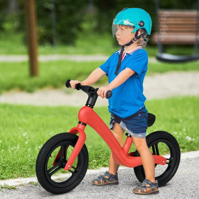 Lightweight Balance Bike with Adjustable Seat and Rubber Wheels in Red - Little and Giant Explorers AIYAPLAY