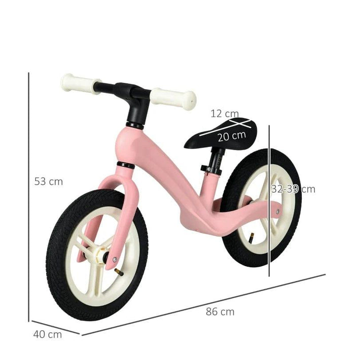 Lightweight Balance Bike with Adjustable Seat and Rubber Wheels in Pink - Little and Giant Explorers AIYAPLAY