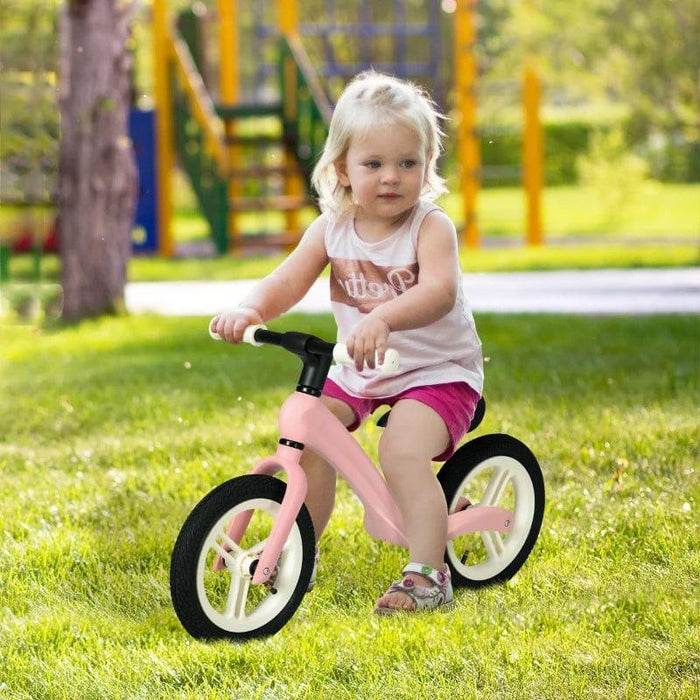 Lightweight Balance Bike with Adjustable Seat and Rubber Wheels in Pink - Little and Giant Explorers AIYAPLAY