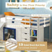 Single Pine Wood Loft Bed with Slide, Ladder and Den in Blue - Little and Giant Explorers Costway