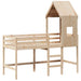 Kids Loft Bed with Ladder and Roof in Solid Wood Pine (90 x 200cm) - Little and Giant Explorers vidaXL