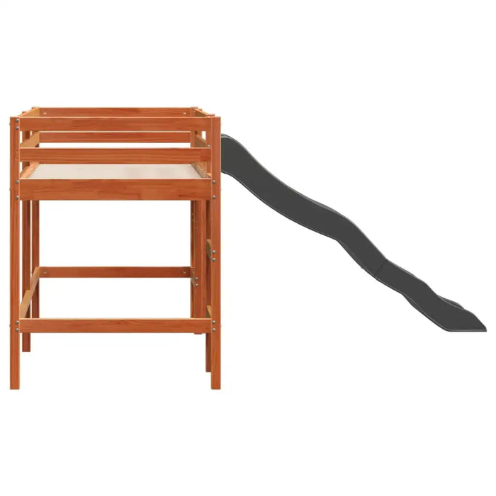 Kids Loft Bed with Ladder and Slide – Wax Brown | Guardrails and Play Space VIDAXL - Little and Giant Explorers vidaXL