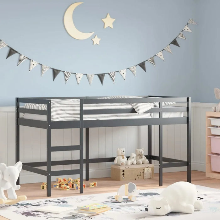 Kids Loft Bed with Ladder in Black and Solid Wood Pine (90 x 200cm) - Little and Giant Explorers vidaXL