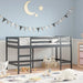 Kids Loft Bed with Ladder in Black and Solid Wood Pine (90 x 200cm) - Little and Giant Explorers vidaXL