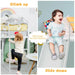 Toddler climbing white loft bed ladder and child sliding down attached slide in colorful playroom