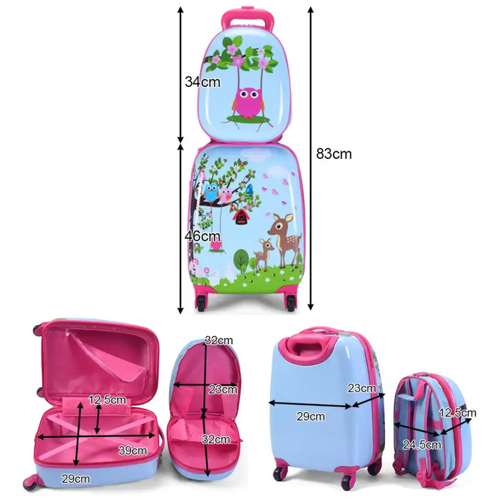 Kids Luggage Set – 2-Piece Travel Suitcase and Backpack | Animal Print Design COSTWAY - Little and Giant Explorers Costway