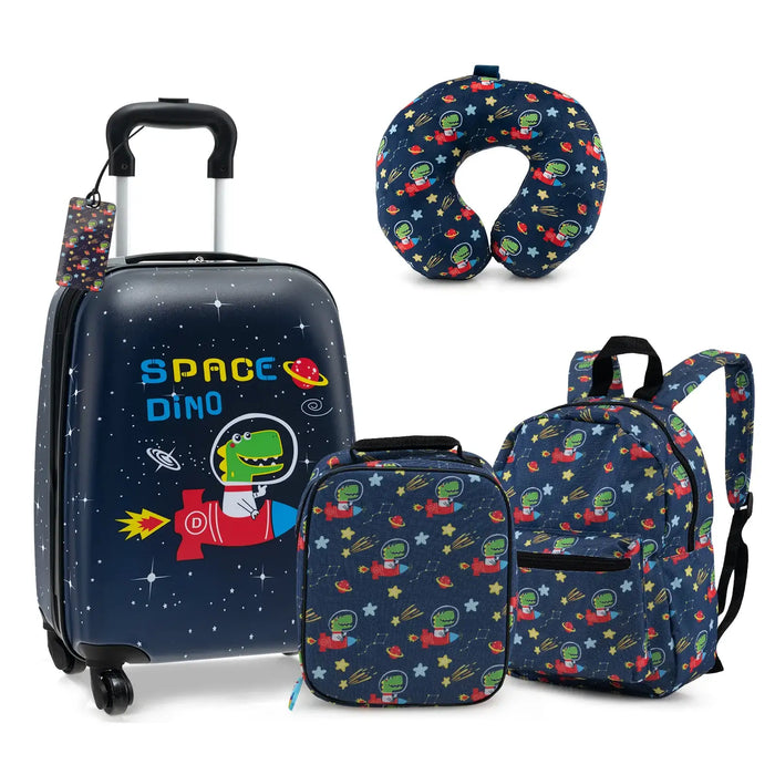 Kids Luggage Set – 5-Piece Astronaut Design | 15" Suitcase and Neck Pillow COSTWAY - Little and Giant Explorers Costway