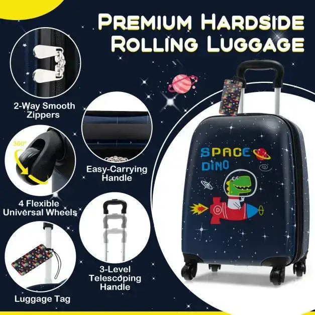 Kids Luggage Set – 5-Piece Astronaut Design | 15" Suitcase and Neck Pillow COSTWAY - Little and Giant Explorers Costway