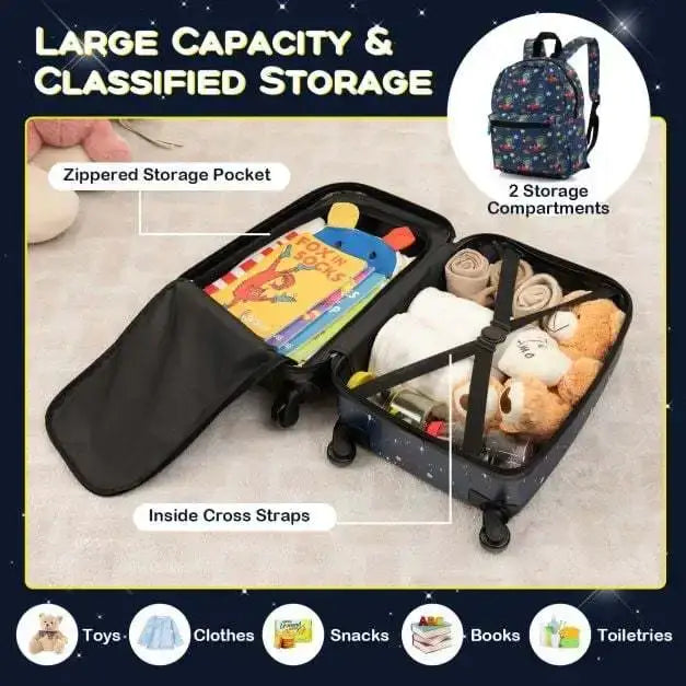 Kids Luggage Set – 5-Piece Astronaut Design | 15" Suitcase and Neck Pillow COSTWAY - Little and Giant Explorers Costway
