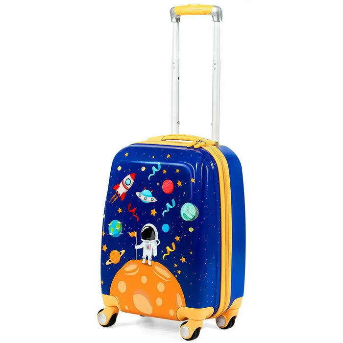 Children's suitcase with space-themed design on a white background