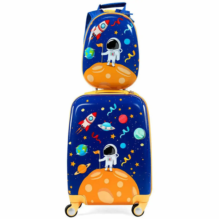 Children's suitcase with space-themed design on a white background