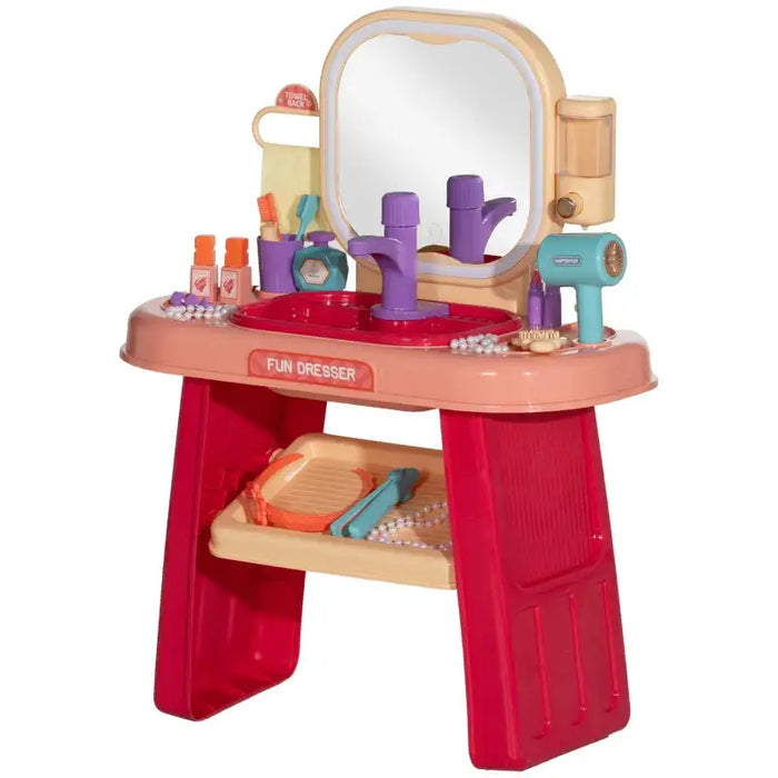 Kids Dressing Table with Mirror, LED Lights and Accessories - Little and Giant Explorers AIYAPLAY