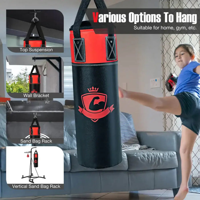 Kids Martial Arts Punch Bag Set – Wall-Mount Kit with Gloves, Wraps and Accessories | COSTWAY - Little and Giant Explorers Costway