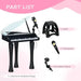 Kids mini grand piano set with 37-key electronic keyboard, stool, microphone, and stand