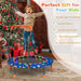 Kids Mini Trampoline with LED Lights and Padded Safety Handle in Navy - Little and Giant Explorers Costway