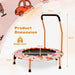 Kids Mini Trampoline with LED Lights and Padded Safety Handle in Orange - Little and Giant Explorers Costway