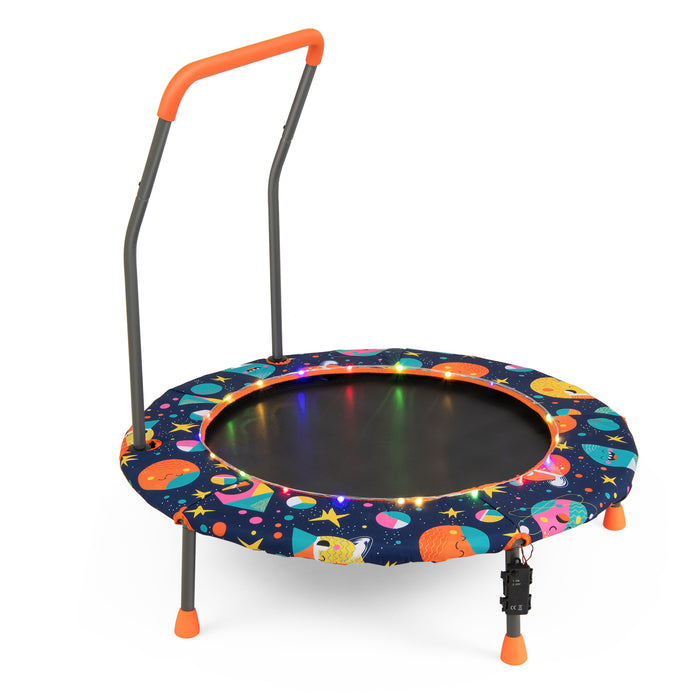 Kids Mini Trampoline with LED Lights and Padded Safety Handle - Little and Giant Explorers Costway