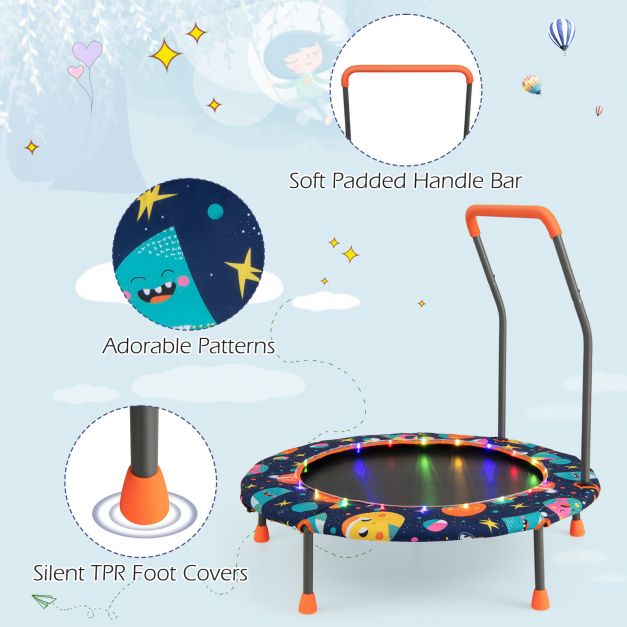 Kids Mini Trampoline with LED Lights and Padded Safety Handle - Little and Giant Explorers Costway