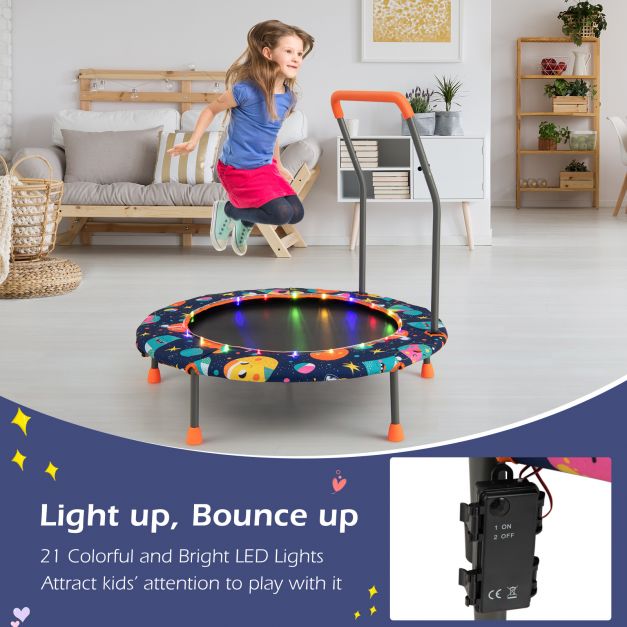 Kids Mini Trampoline with LED Lights and Padded Safety Handle - Little and Giant Explorers Costway